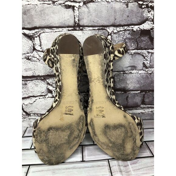 J. Crew Leopard Print Metallic Laila Leopard Wedge Ankle Strap Sandals Women 8M - Picture 10 of 16